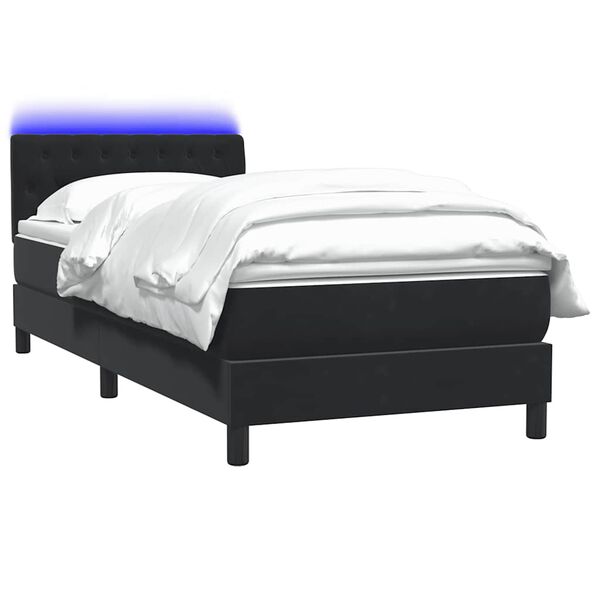 vidaXL Boxspring met matras en LED fluweel zwart 80x220 cm