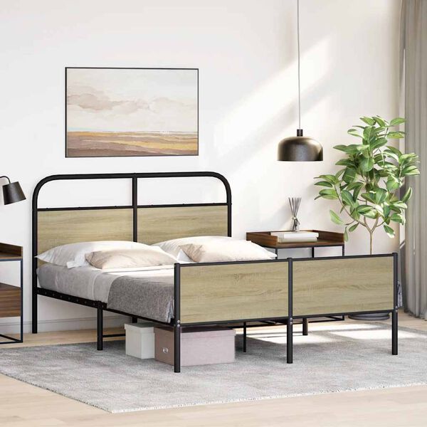 vidaXL Bedframe zonder matras bewerkt hout sonoma eikenkleur 120x190cm