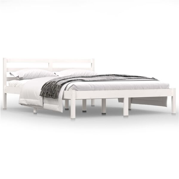 vidaXL Bedframe massief grenenhout wit 140x190 cm