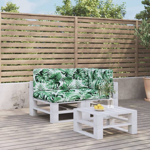 vidaXL Palletkussens 3 st stof bladpatroon