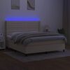 vidaXL Boxspring met matras en LED stof cr&egrave;mekleurig 160x200 cm