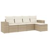 vidaXL 5-delige Loungeset met kussens poly rattan beige