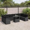 vidaXL Bankstel met kussen 11 pcs Zwart poly rattan