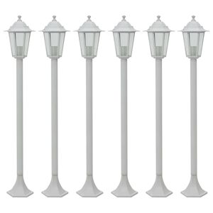 vidaXL Paalverlichting voor tuin E27 110 cm aluminium wit 6 st