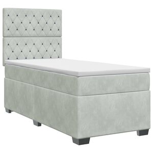 vidaXL Boxspringbed met matras met hoofdeinde Lichtgrijs Enkel Fluweel