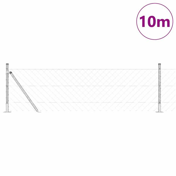 vidaXL Afrasteringspaal Zilver 10 x 0,4 m (60 x 60 mm gaas) Staal
