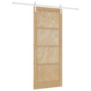 vidaXL Schuifdeur Natuurlijk en Wit 86 x 211 cm Massief grenenhout