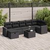 vidaXL 8-delige Loungeset met kussens poly rattan zwart