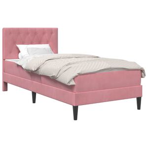 vidaXL Bedframe met matras met hoofdeinde Roze 80 x 200 cm Fluweel