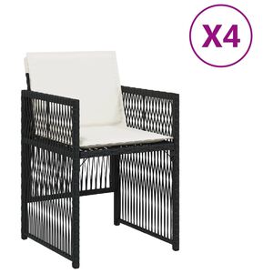 vidaXL Tuinstoelen 4 st met kussens poly rattan zwart