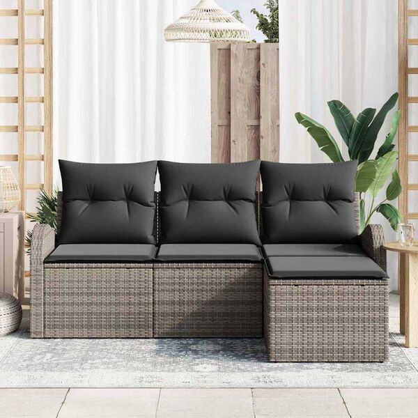 vidaXL Tuin Sofa Set Grijs poly rattan