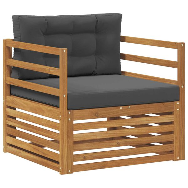 vidaXL Buiten bankenset Massief Acaciahout en Polyester Naturel