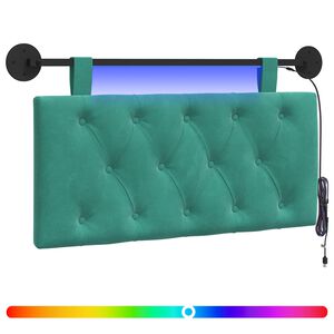 vidaXL Hangend hoofdbord Met LED-verlichting Turquoise Fluweel