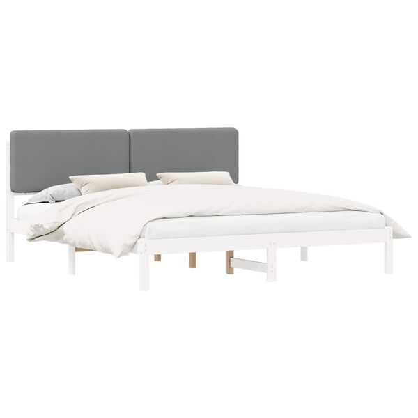 vidaXL Bedframe met Gevoerd Hoofdgedeelte Lichtgrijs 200 x 200 cm
