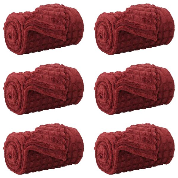 vidaXL Kleden 6 pcs Bordeaux Rood 150 x 130 cm Fleece