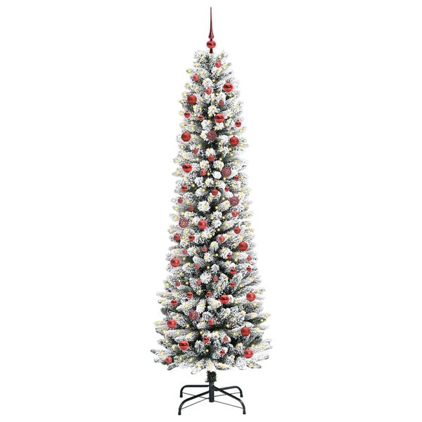 vidaXL Kunstkerstboom met 300 LED Wit 210 cm PVC en Metaal en Plastic