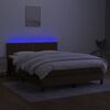 vidaXL Boxspring met matras en LED stof donkerbruin 140x190 cm