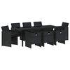 vidaXL Tuin eettafelset 9 pcs Zwart poly rattan