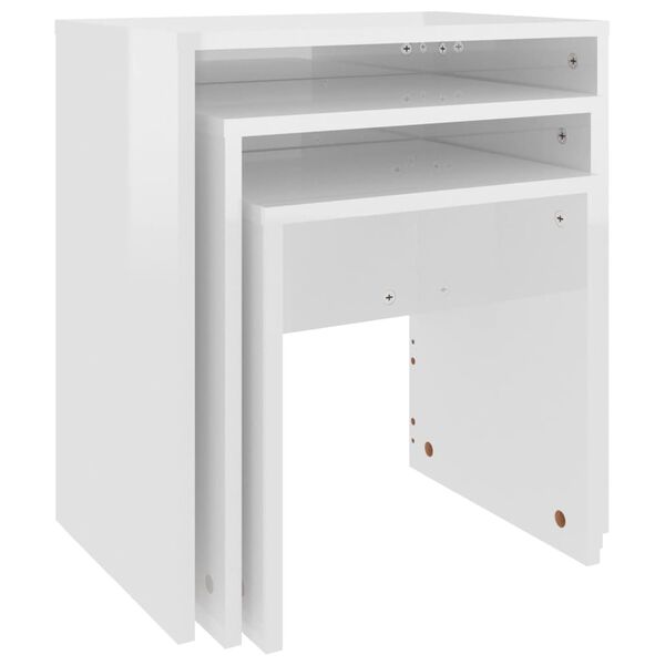 vidaXL 3-delige Tafeltjesset bewerkt hout hoogglans wit