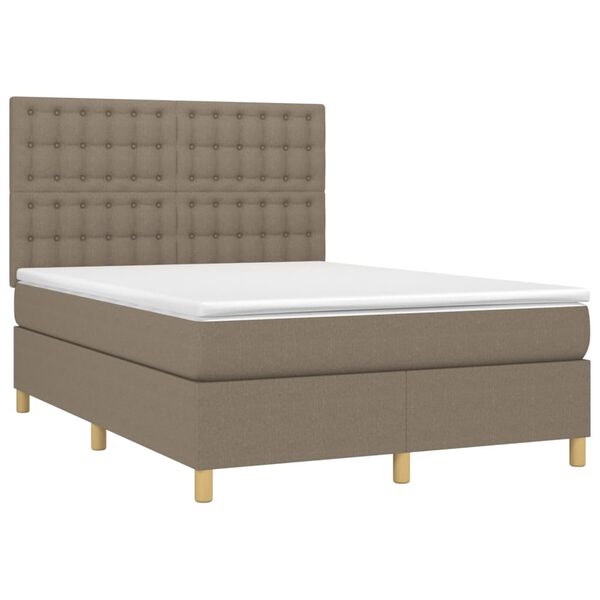 vidaXL Boxspring met matras stof taupe 140x190 cm
