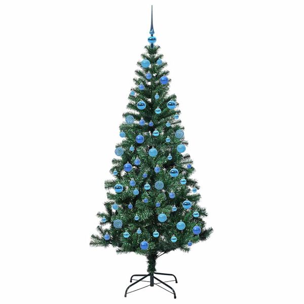 vidaXL Kunstmatig Voorverlicht Kerstboom Groen 180 cm PVC en Metaal