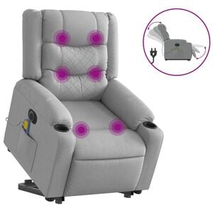vidaXL Sta-op-massagestoel elektrisch verstelbaar stof lichtgrijs
