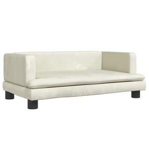 vidaXL Kinderbank 80x45x30 cm fluweel cr&egrave;mekleurig