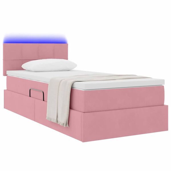 vidaXL Opbergbed met LED met matras met LED Roze 100 x 200 cm Fluweel