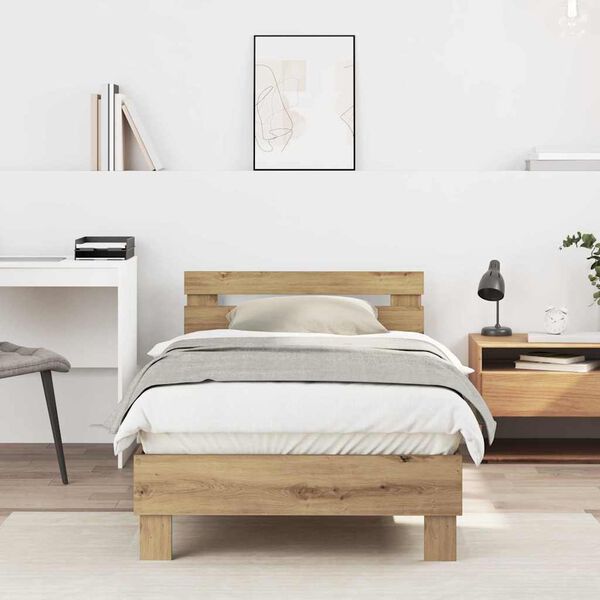 vidaXL Bedframe Artisan Eiken 193 x 95 x 88 cm Bewerkt hout
