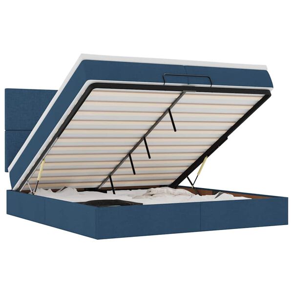 vidaXL Ottoman bed met matrassen 200x200cm stof blauw