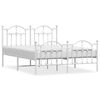 vidaXL Bedframe met hoofd- en voeteneinde metaal wit 150x200 cm