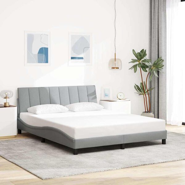 vidaXL Bedframe zonder matras "Hanko" stof lichtgrijs 160x200 cm