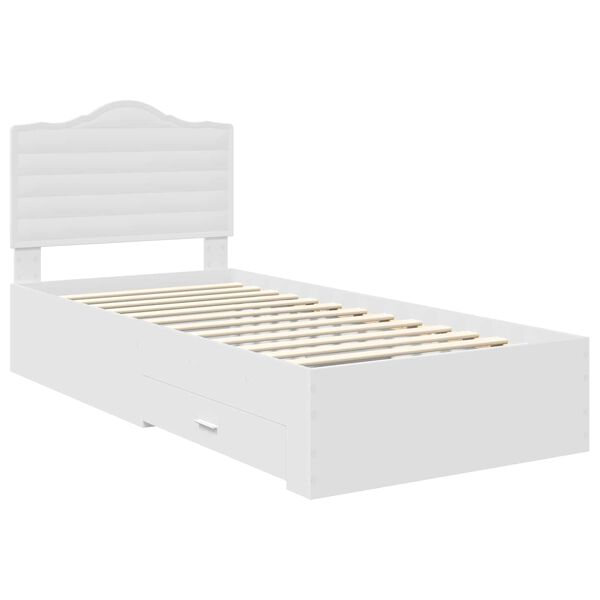 vidaXL Bedframe met hoofdeinde met lade Wit 90 x 190 cm Bewerkt hout