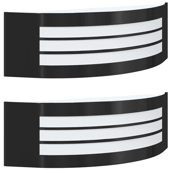 vidaXL Buitenwandlampen 2 pcs Zwart 32 x 10 x 10 cm Roestvrij staal