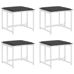 vidaXL Tuinkrukken 4 st met kussens staal en textileen wit