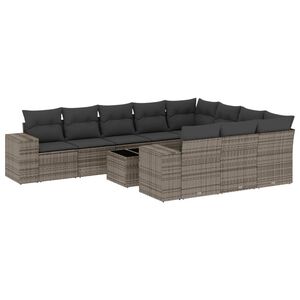 vidaXL 11-delige Loungeset met kussens poly rattan grijs