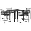 vidaXL Tuin eettafelset 5 pcs Zwart poly rattan