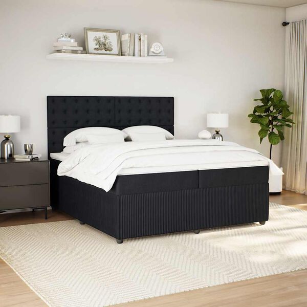 vidaXL Boxspring met matras fluweel zwart 200x200 cm