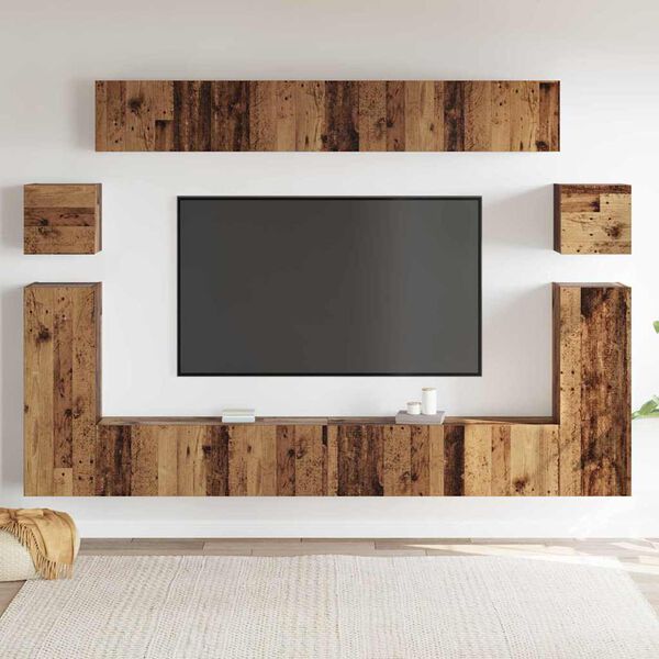 vidaXL TV Eenheden Wandgemonteerd 4 pcs Oud Hout Bewerkt hout