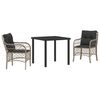 vidaXL Tuin eettafelset 3 st Lichtgrijs poly rattan