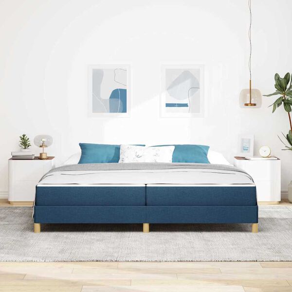 vidaXL Boxspringbed met matras Blauw 200 x 200 cm Stof