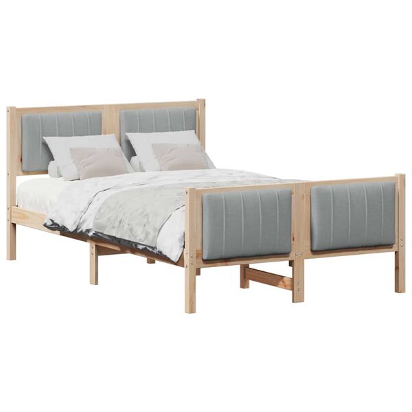 vidaXL Bedframe Bruin en lichtgrijs 120 x 200 cm Massief grenenhout