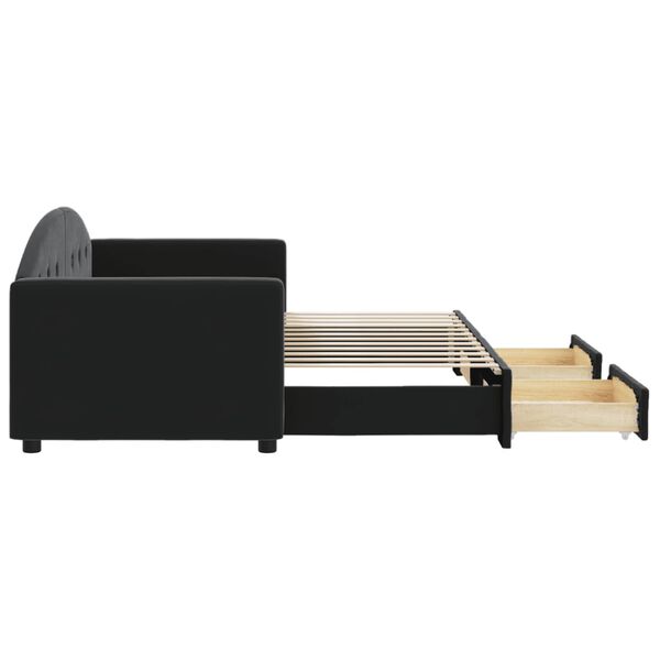vidaXL Slaapbank met onderschuifbed en lades 80x200 cm fluweel zwart