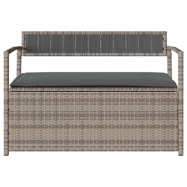 vidaXL Tuinbank met kussen, grijs polyrotan