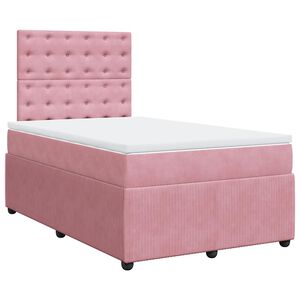 vidaXL Boxspring met matras fluweel roze 120x190 cm
