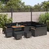 vidaXL Tuin Sofa Set met kussen met opslag 13 pcs Zwart Poly Rattan