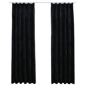 vidaXL Gordijnen verduisterend 2 st met haken 140x225 cm fluweel zwart