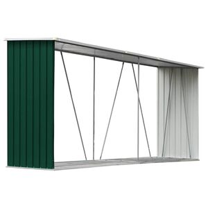 vidaXL Haardhoutschuur 330x84x152 cm gegalvaniseerd staal groen