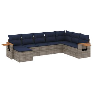 vidaXL 8-delige Loungeset met kussens poly rattan grijs