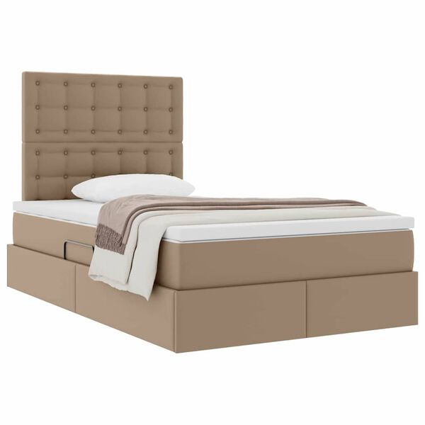 vidaXL Opslag bed met matras Cappuccino 120 x 200 cm Nep Leer